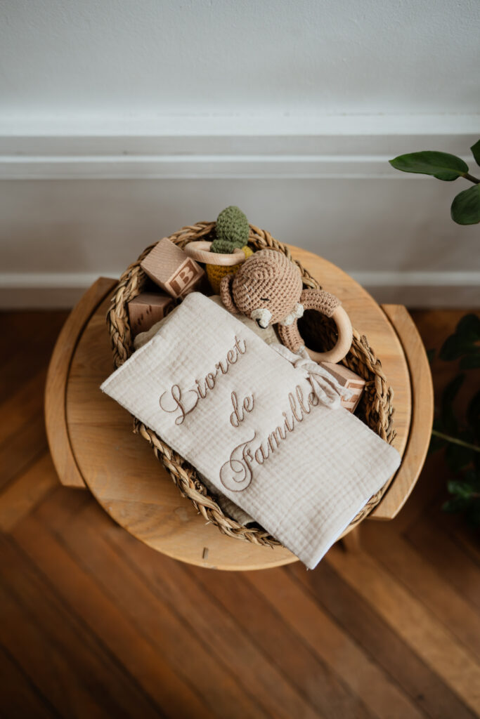 protège livret de famille en gaze de coton