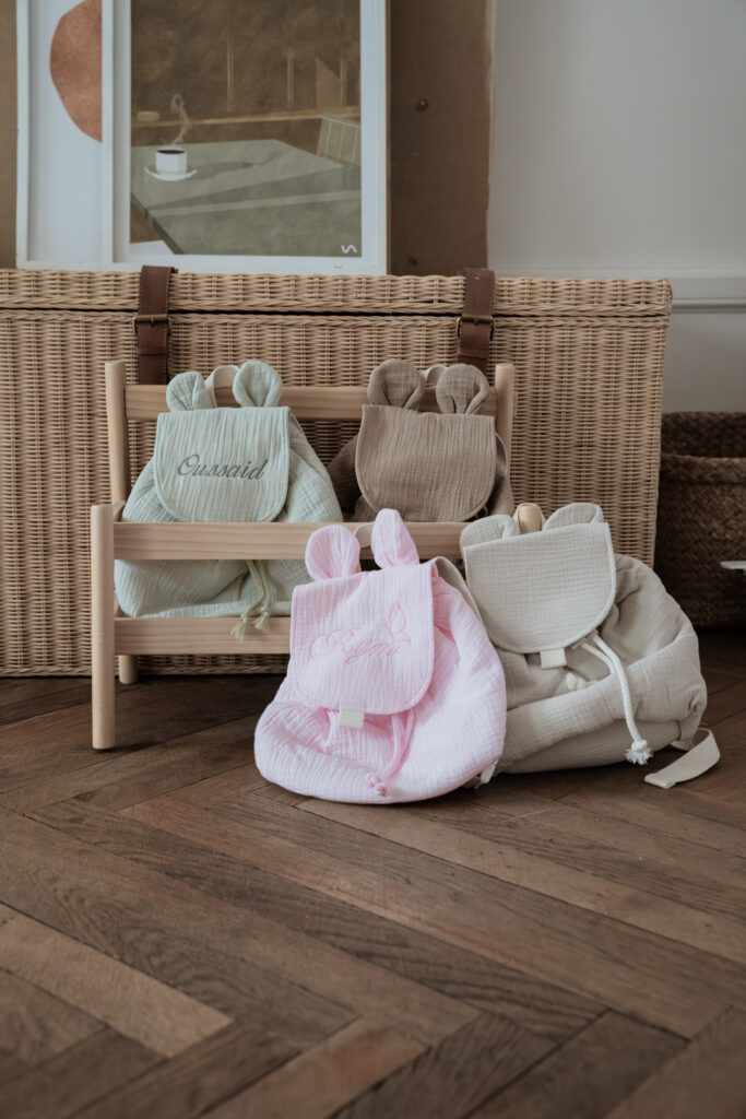 sac à dos ourson en gaze de coton