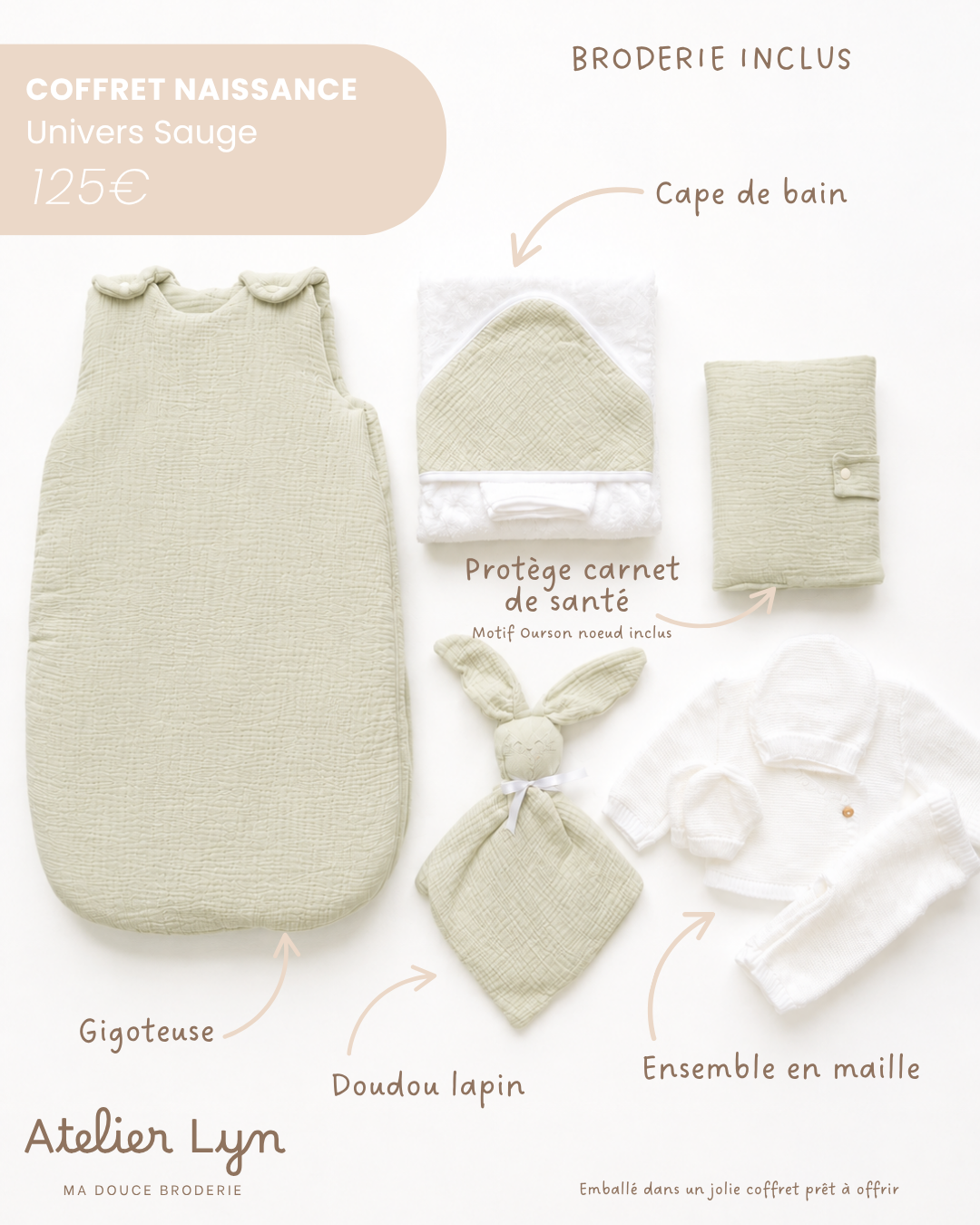 Coffret naissance sauge - atelier lyn Coffret naissance sauge - atelier lyn