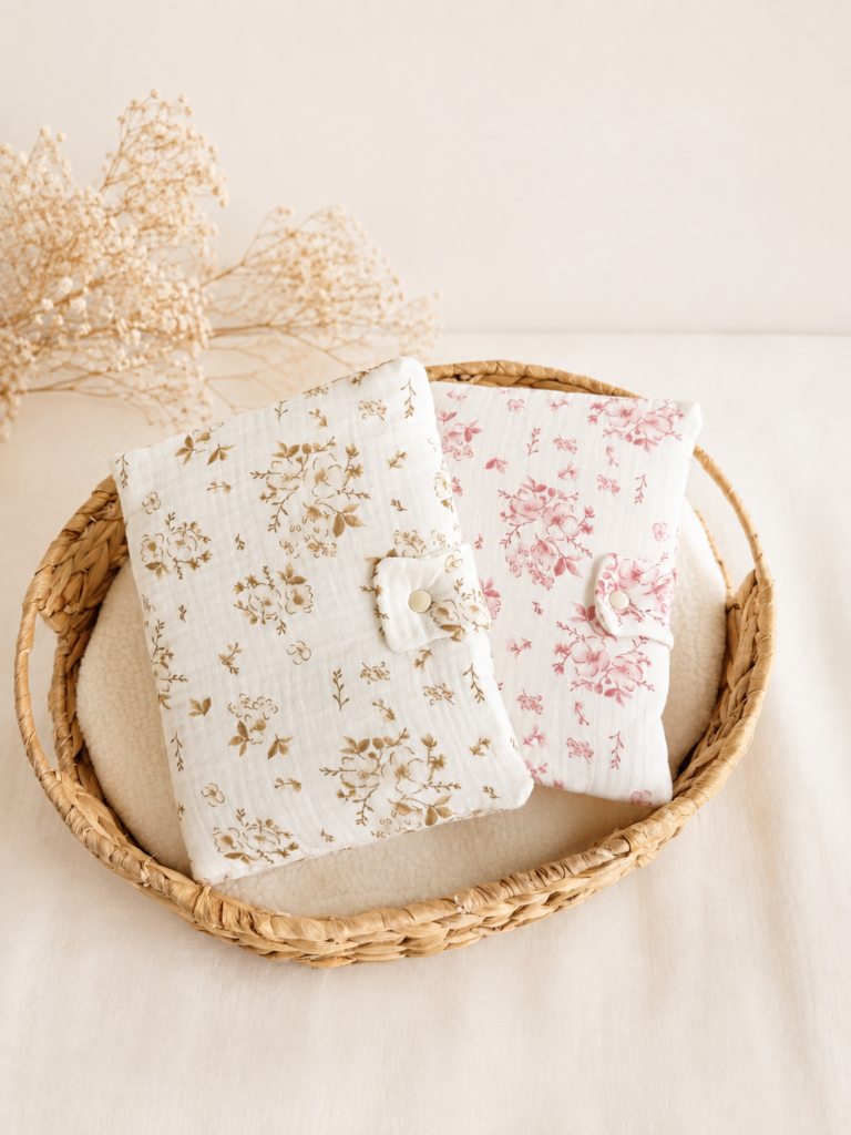 Protège carnet fleurs de coton Atelier Lyn
